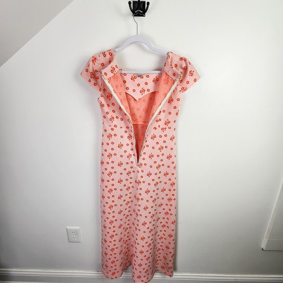 Handmade Pink and Orange Modest Prairie Midi Length Floral Print Dress Medium - Picture 11 of 12